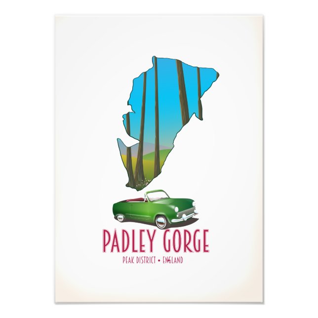 Padley Gorge peak district england map Photo Print (Front)