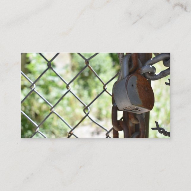 Padlock Lock Chain Link Fence NYC Urban Photograph Business Card (Front)