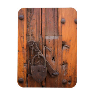 Padlock on wooden door magnet