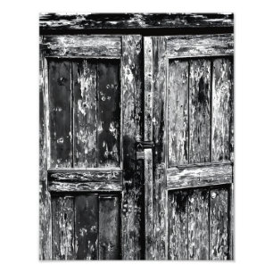 Padlocked Old Wooded Unpainted Door Photo Print