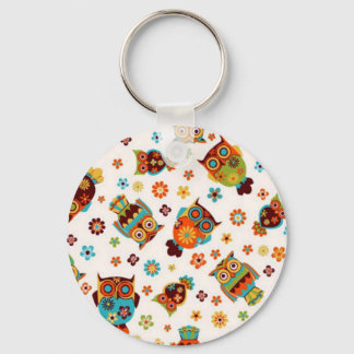 padrão com mochos e flores key ring