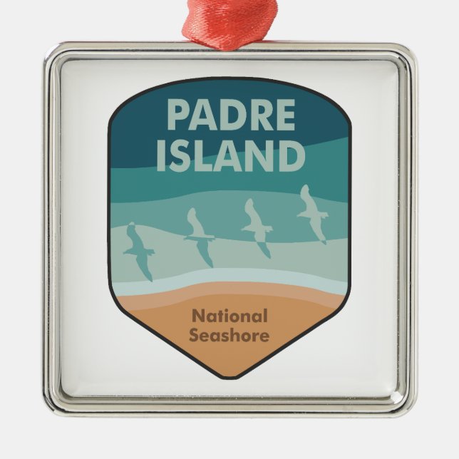 Padre Island National Seashore Texas Seagulls Metal Tree Decoration (Front)