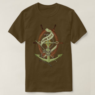 Padre Island Texas Pirate Skull and Anchor T-Shirt