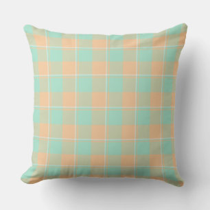 Padua Green and Corvette Peach Plaid Cushion