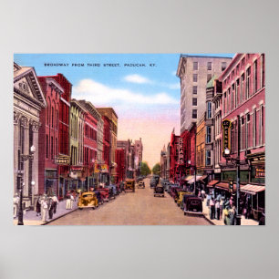 Paducah Kentucky Broadway from Third 1930 Poster