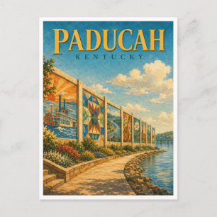 Paducah Kentucky Floodwall Murals GeoSaga Postcard
