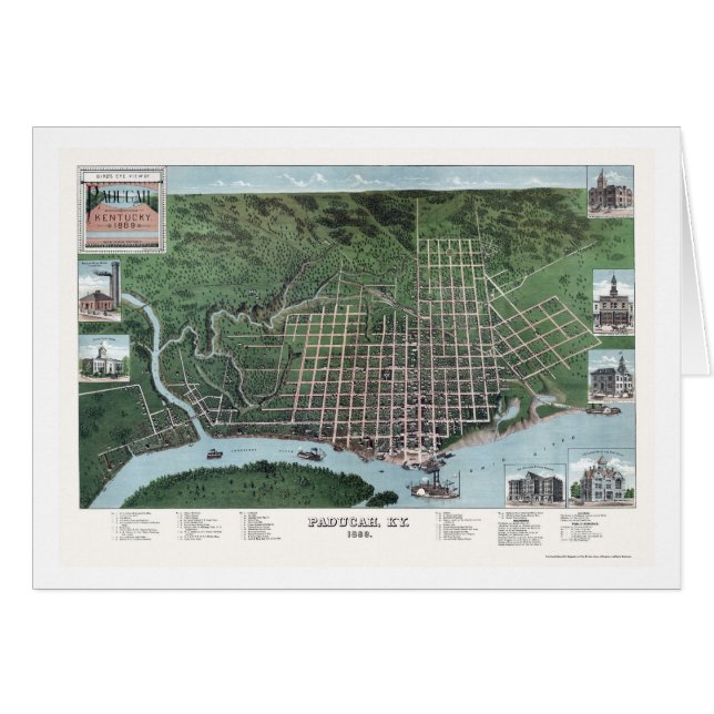 Paducah, KY Panoramic Map - 1889 (Front Horizontal)