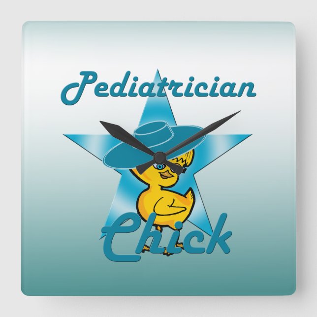 Paediatrician Chick #7 Square Wall Clock (Front)