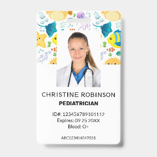 Paediatrician Cute Sea animals Photo ID Badge