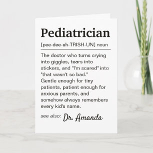 Paediatrician Definition Personalised Thank You Card
