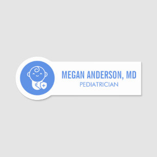 Paediatrician Doctor Name Tag Badge Blue Medical