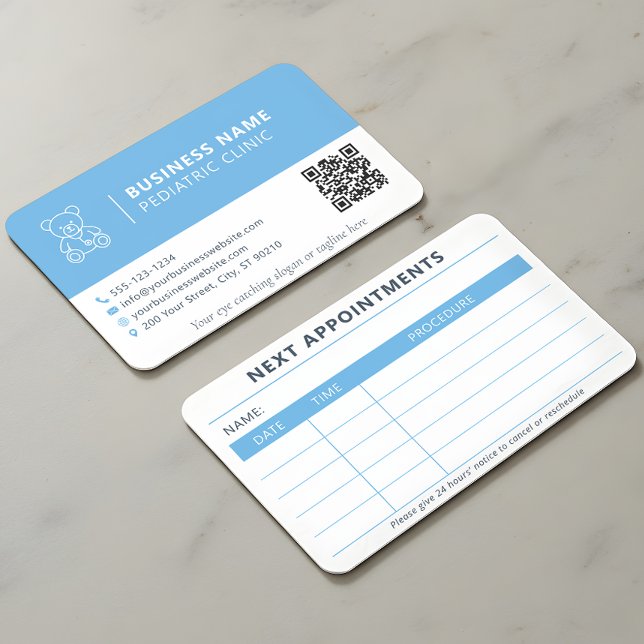 Paediatrician Doctor Teddy Bear Cute Appointment Business Card (Creator Uploaded)