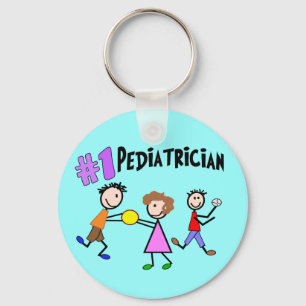 Paediatrician Gifts "# 1" Stick People Design Key Ring