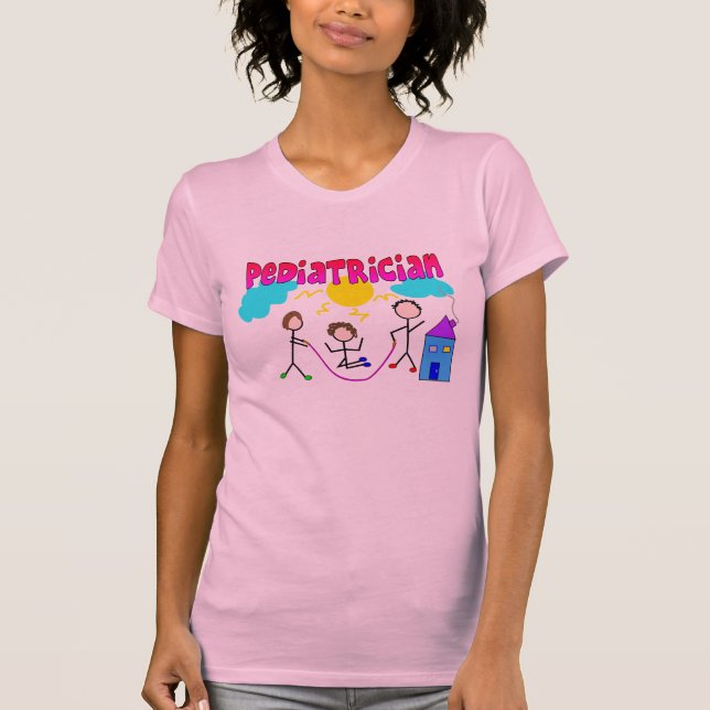 Paediatrician Gifts "# 1" Stick People Design T-Shirt (Front)