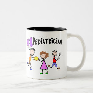 Paediatrician Gifts "# 1" Stick People Design Two-Tone Coffee Mug