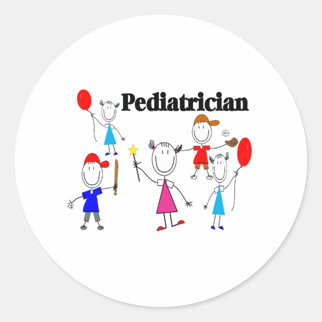 Paediatrician Gifts Kids Stickpeople Designs Classic Round Sticker (Front)