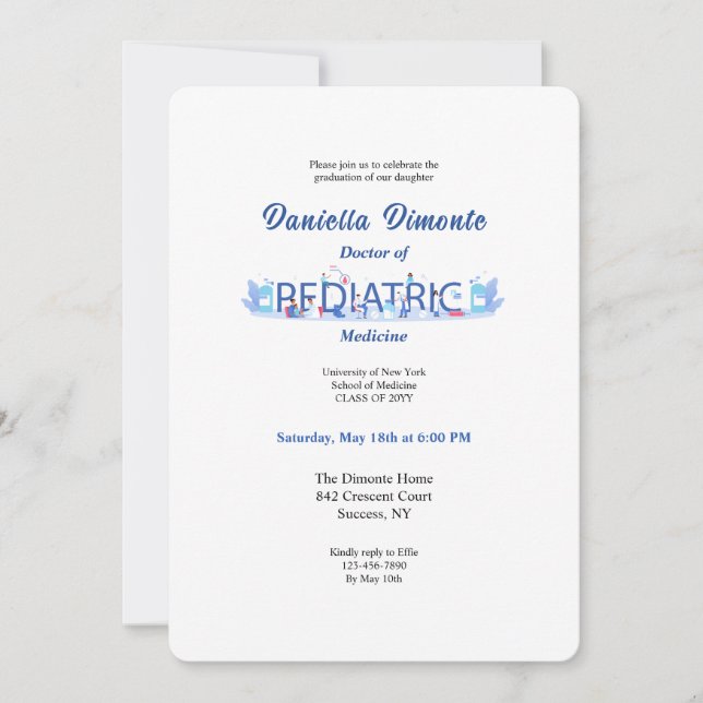 Paediatrician Graduation Invitation (Front)