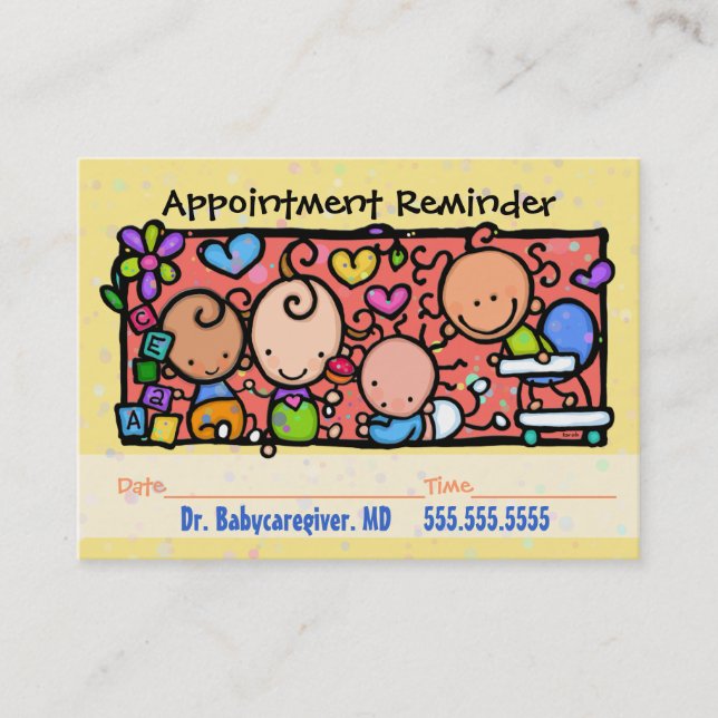 Paediatrician.Midwife.Appointment reminder. Appointment Card (Front)