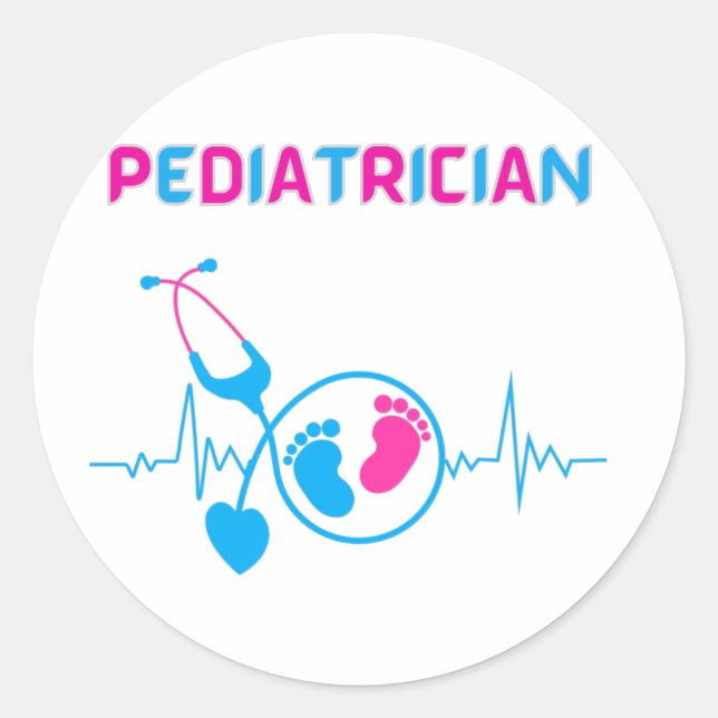 Paediatrician, paediatrician doctor, child doctor, classic round sticker (Front)
