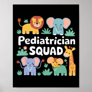 Paediatrician Squad Safari Animals Appreciation Poster