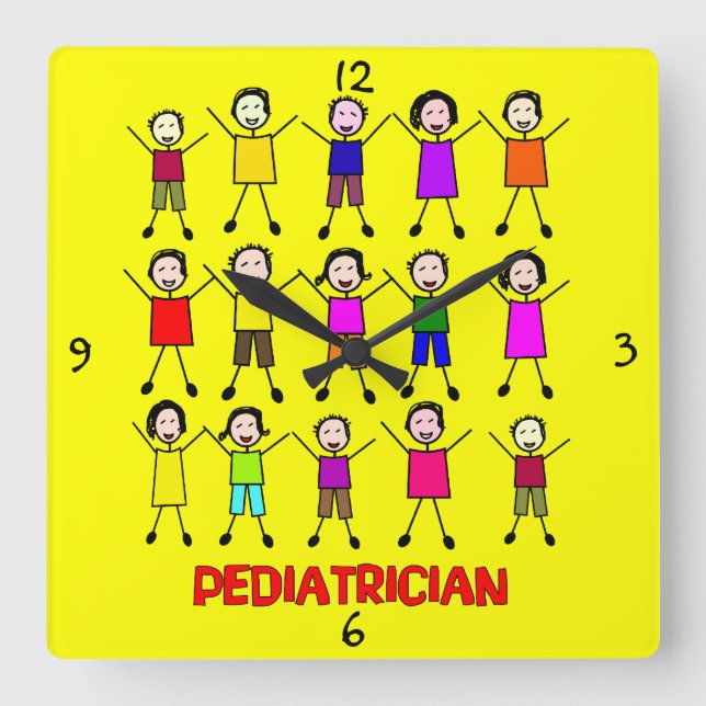Paediatrician Stick Kids Clock (Front)