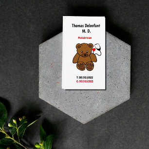 Paediatrician - teddy  and heart stethoscope appointment card