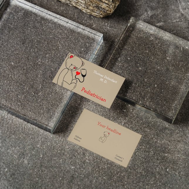 Paediatrician - teddy  and stethoscope business ca card (Creator Uploaded)