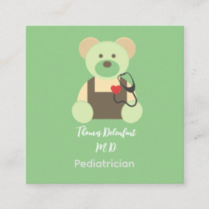 Paediatrician - teddy - stethoscope square business card