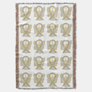 Paediatrics Brain Cancer Ribbon Throw Blankets