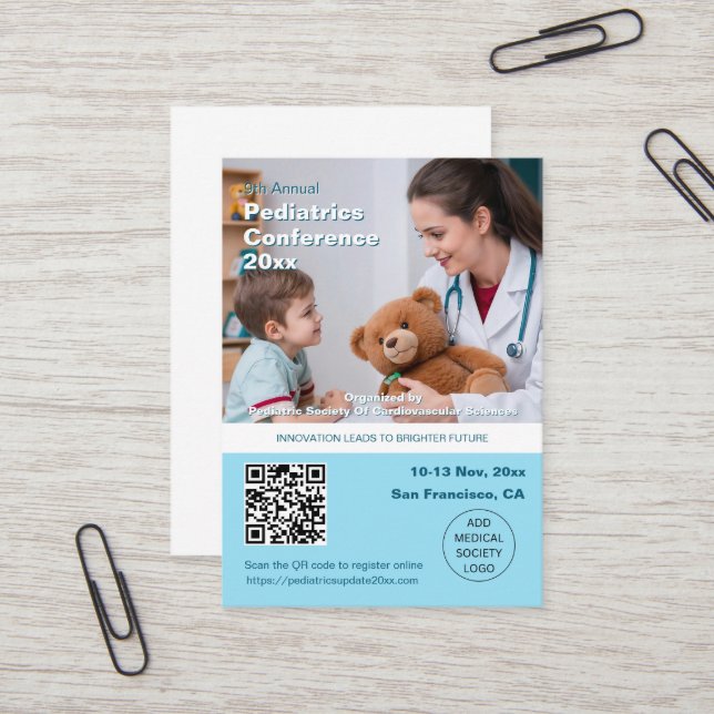 Paediatrics Child Physician Medical Conference Business Card (Front/Back In Situ)