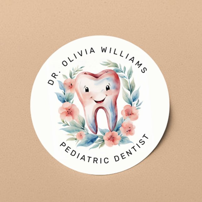 Paediatrics Dentist Blush Watercolor  Classic Round Sticker (Creator Uploaded)