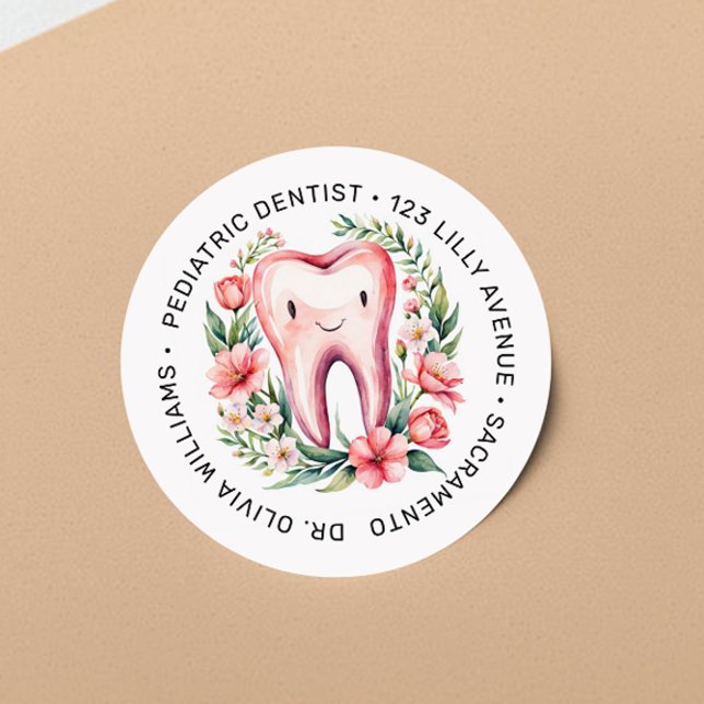 Paediatrics Dentist Blush Watercolor  Classic Round Sticker (Creator Uploaded)