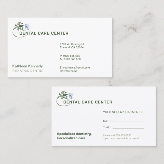 Paediatrics Dentist | Dental Practice Appointment Card (Front/Back)