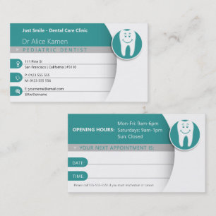 Paediatrics Dentist Dental Practice Aqu Business Card