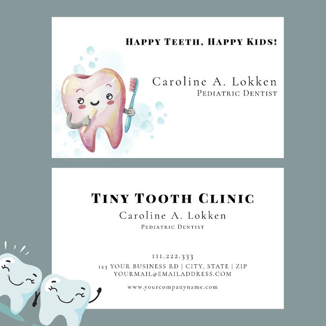 Paediatrics Dentist Dentistry Kids Tooth Doctor  Business Card (Creator Uploaded)