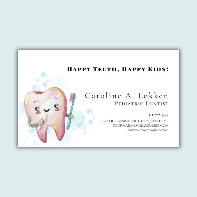 Paediatrics Dentist Dentistry Kids Tooth Doctor Magnetic Business Card (Creator Uploaded)