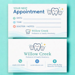Paediatrics Dentist Office Appointment Reminder Ca Business Card
