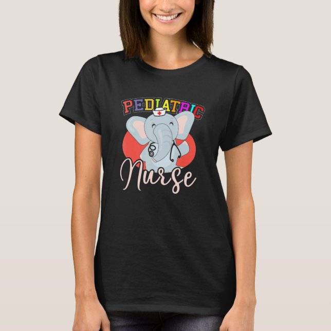 Paediatrics Elephant Nurse Crew  Ped I Love Tiny H T-Shirt (Front)