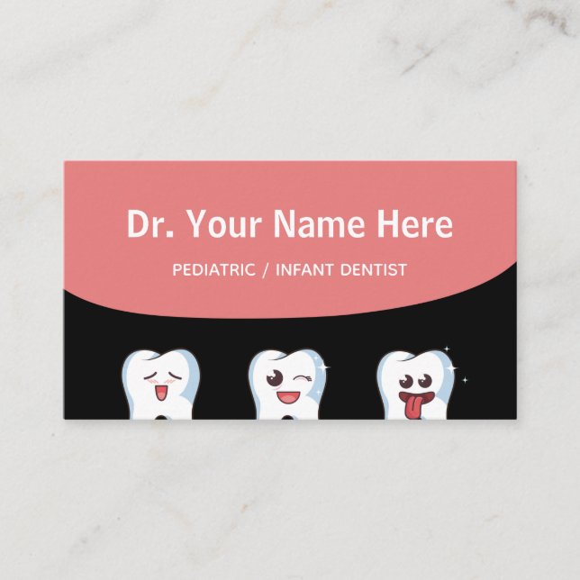 Paediatrics Infant Dentist Kids Doctor Funny Teeth Business Card (Front)