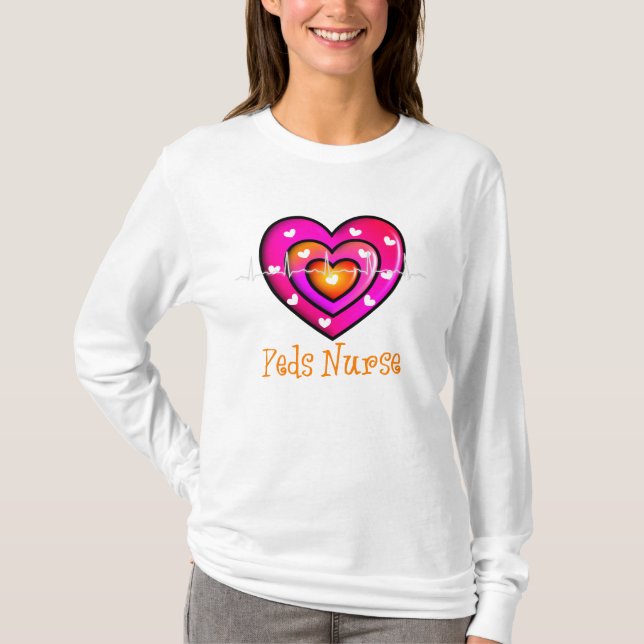 Paediatrics Nurse Artsy Blue Heart Hoodie T-Shirt (Front)