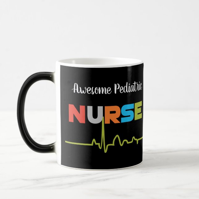 Paediatrics Nurse Awesome Fun Letters on Black Mug (Left)