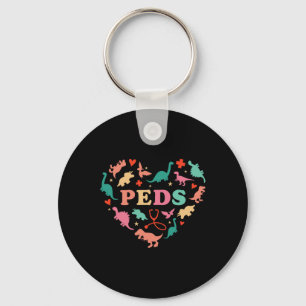 Paediatrics Nurse Crew Cute Colourful Dinosaur Hea Key Ring
