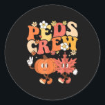 Paediatrics Nurse Crew Thanksgiving Cute Pumpkin P Classic Round Sticker<br><div class="desc">Paediatrics Nurse Crew Thanksgiving Cute Pumpkin Peds Squad</div>