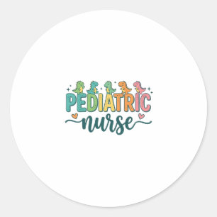 Paediatrics Nurse Dinosaur Vintage Style Shirt Des Classic Round Sticker