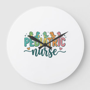 Paediatrics Nurse Dinosaur Vintage Style Shirt Des Large Clock