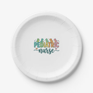 Paediatrics Nurse Dinosaur Vintage Style Shirt Des Paper Plate