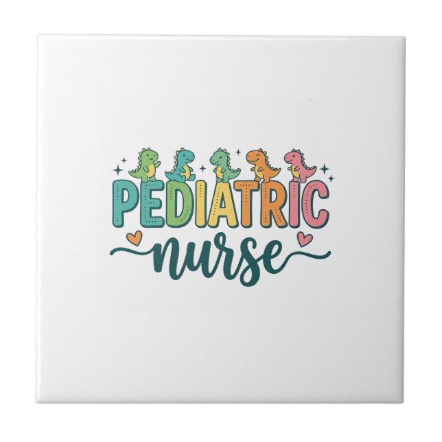 Paediatrics Nurse Dinosaur Vintage Style Shirt Des Tile (Front)