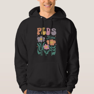 Paediatrics Nurse Floral Retro Groovy Women Nursin Hoodie