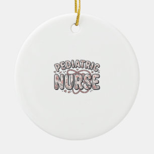 Paediatrics Nurse Floral Vintage Engraving Design_ Ceramic Tree Decoration
