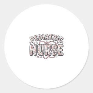 Paediatrics Nurse Floral Vintage Engraving Design_ Classic Round Sticker